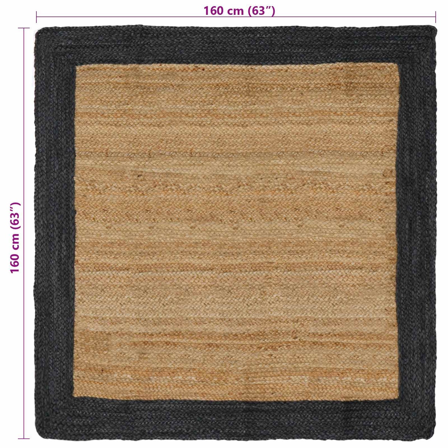 Area Rug Dark Grey 160 x 160 cm Jute