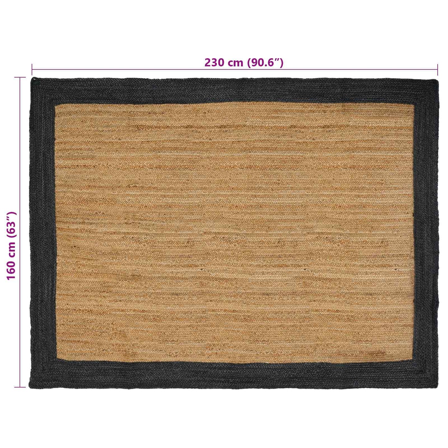 Area Rug Dark Grey 160 x 230 cm Jute