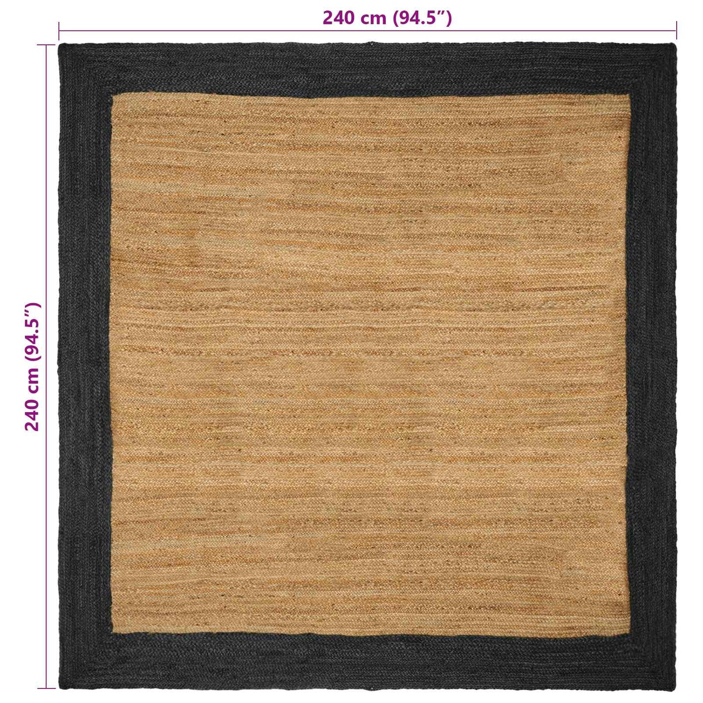 Area Rug Dark Grey 240 x 240 cm Jute
