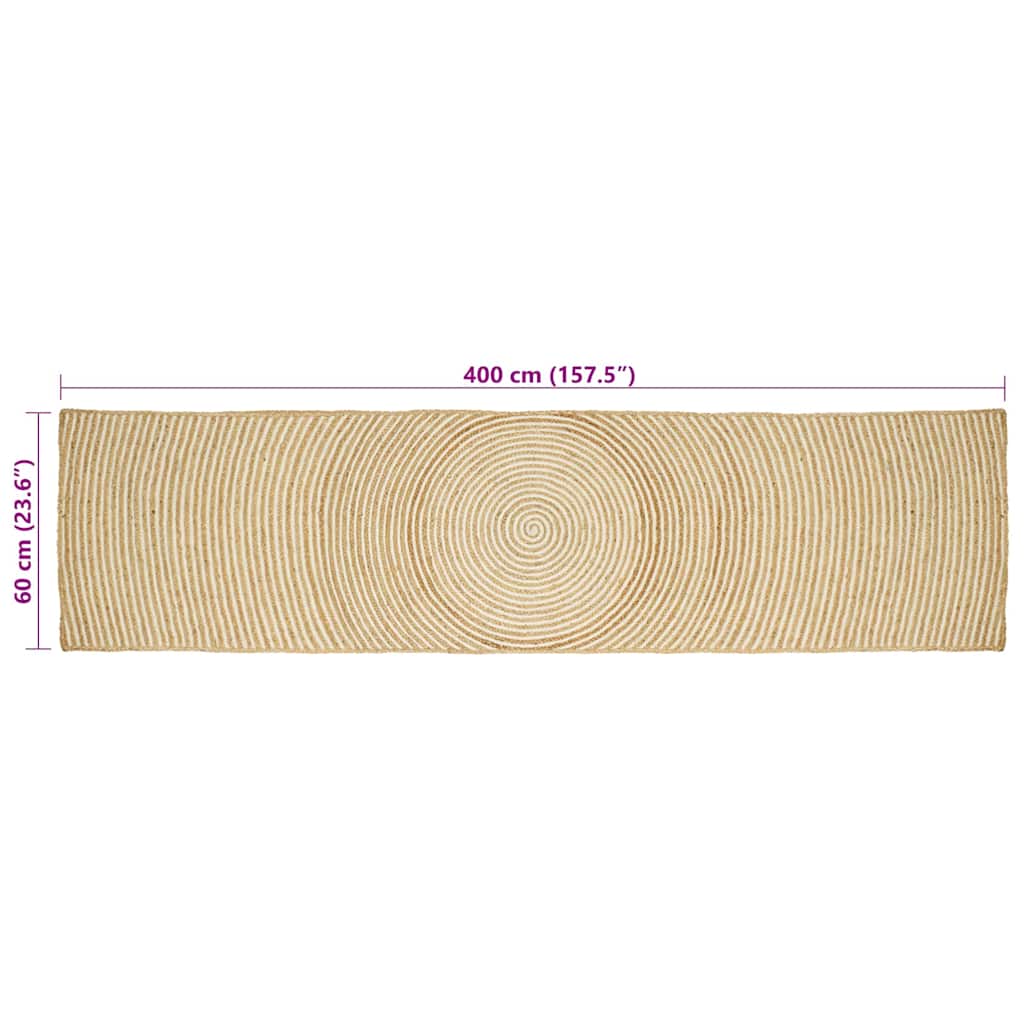 Area Rug White 60 x 400 cm Jute