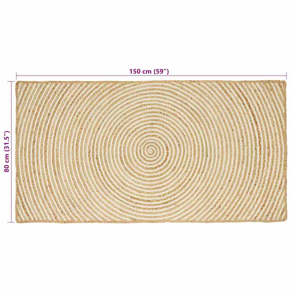 Area Rug White 80 x 150 cm Jute