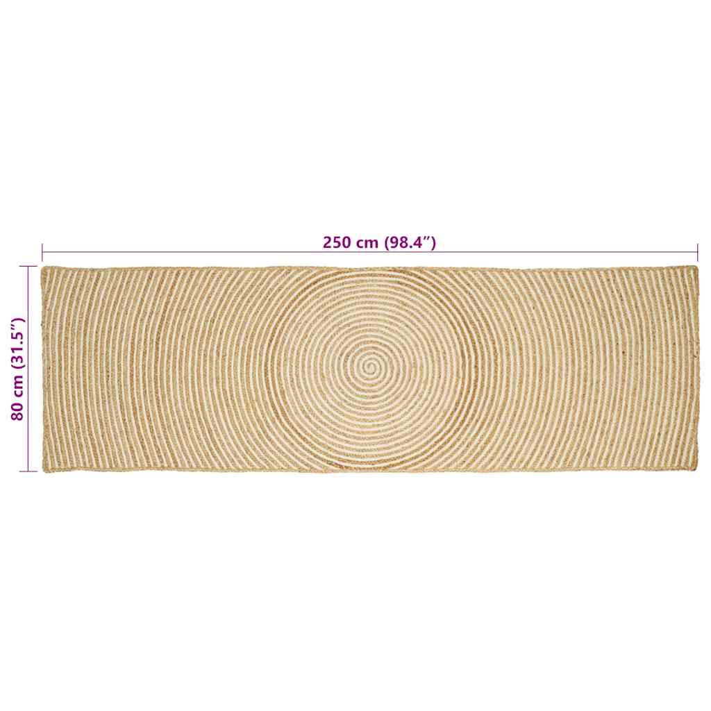 Area Rug White 80 x 250 cm Jute