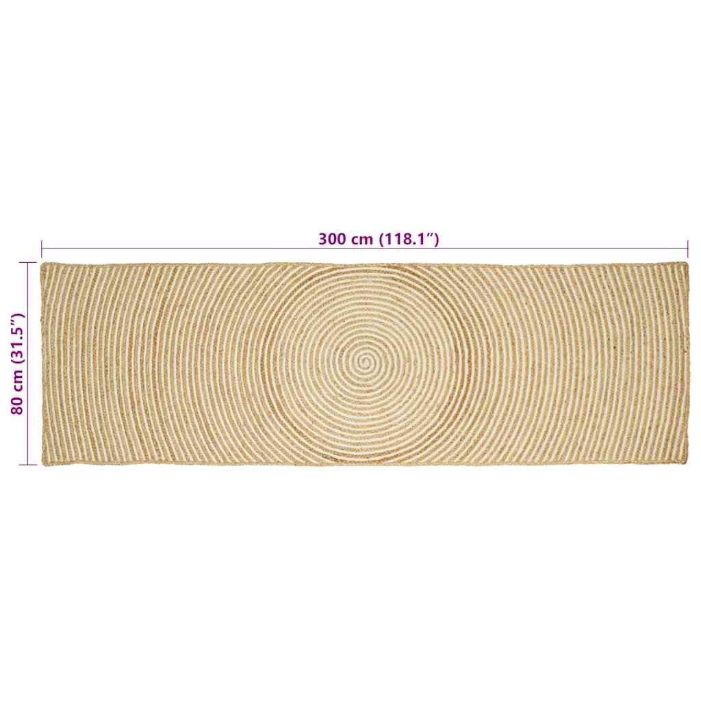 Area Rug White 80 x 300 cm Jute
