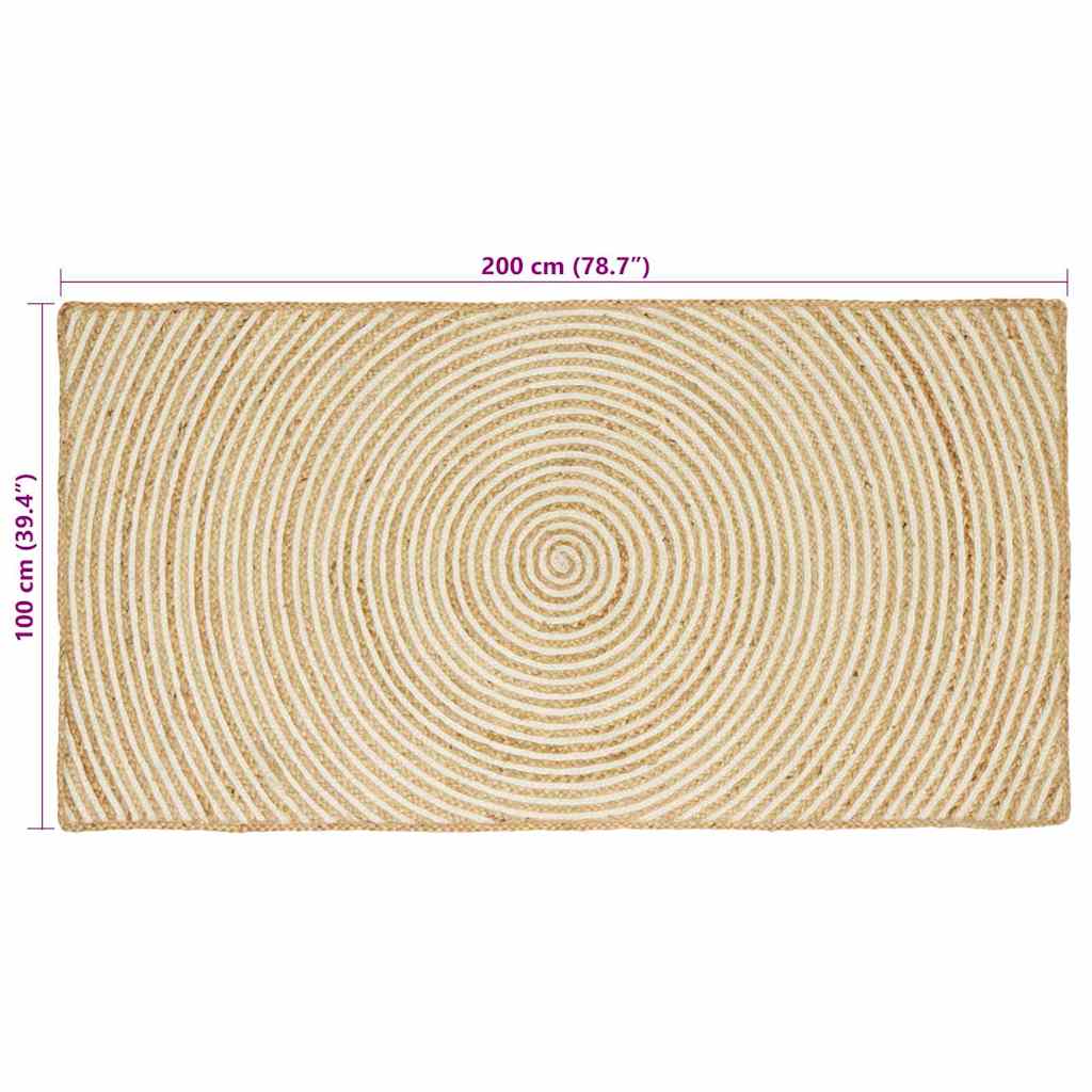 Area Rug White 100 x 200 cm Jute