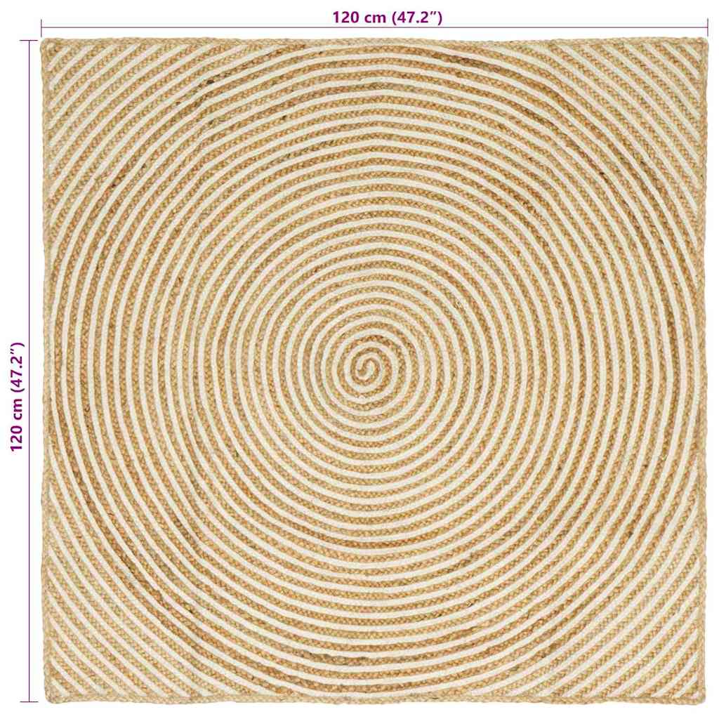 Area Rug White 120 x 120 cm Jute
