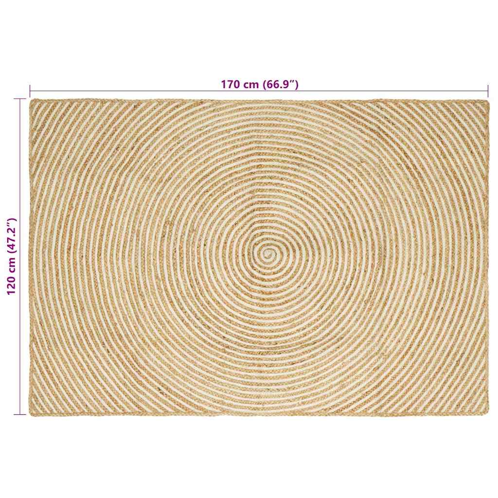 Area Rug White 120 x 170 cm Jute