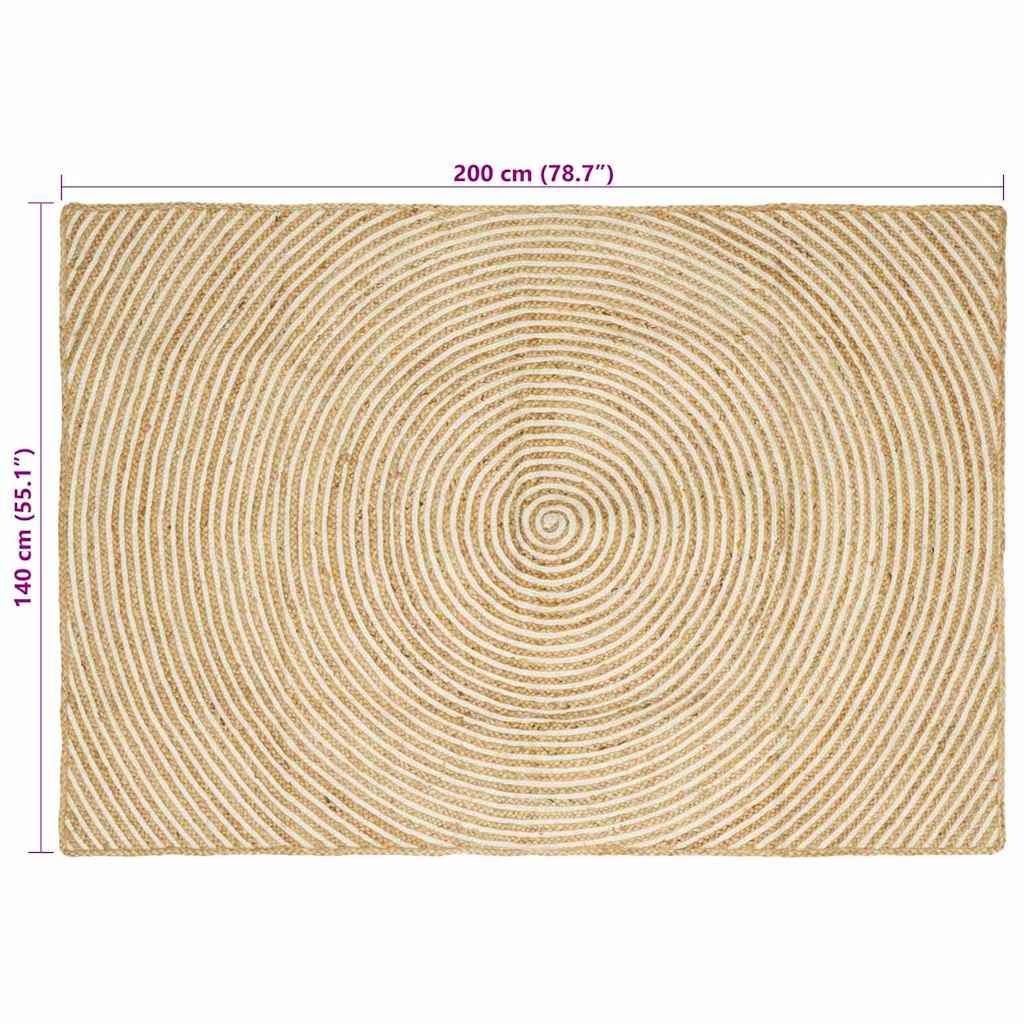 Area Rug White 140 x 200 cm Jute