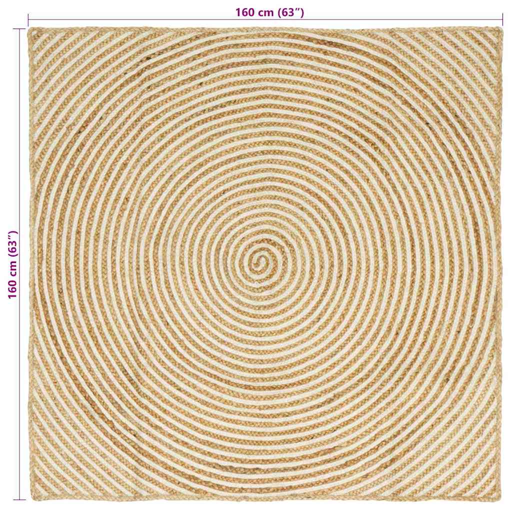 Area Rug White 160 x 160 cm Jute