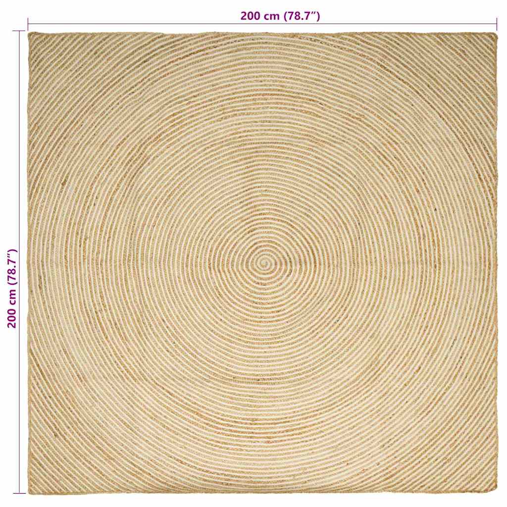 Area Rug White 200 x 200 cm Jute