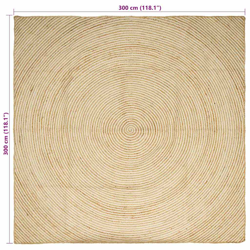 Area Rug White 300 x 300 cm Jute