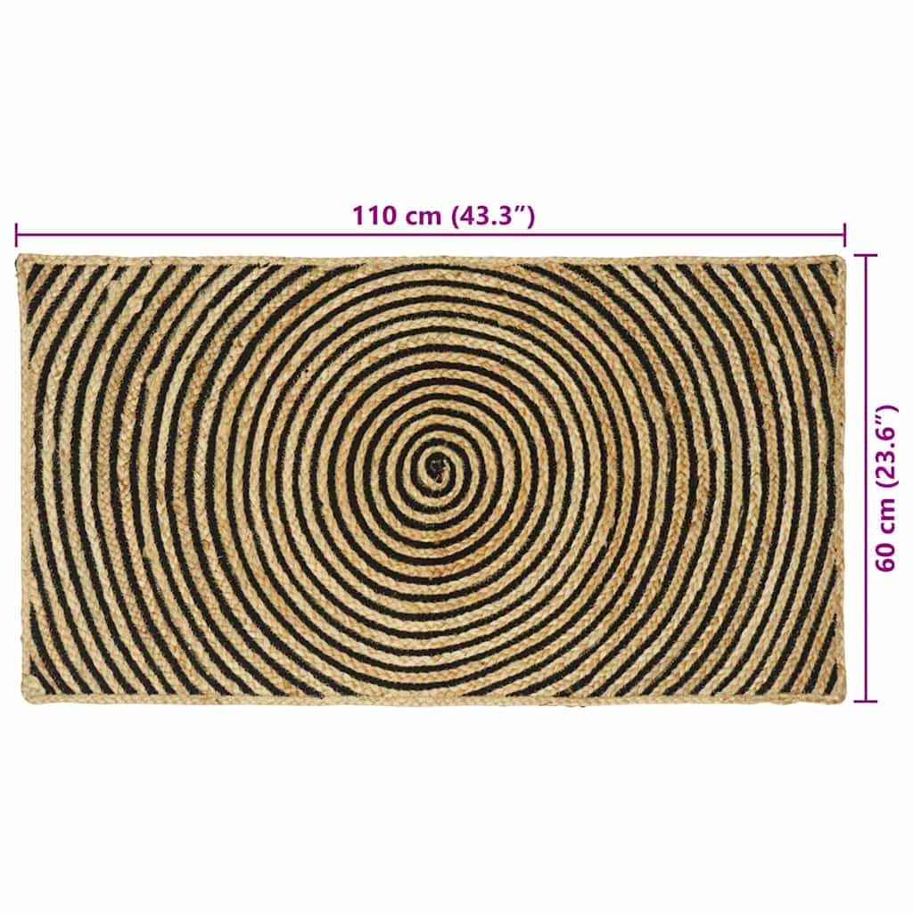 Area Rug Black 60 x 110 cm Jute