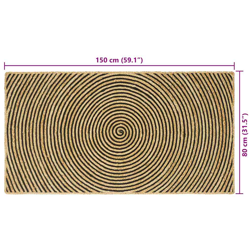 Area Rug Black 80 x 150 cm Jute