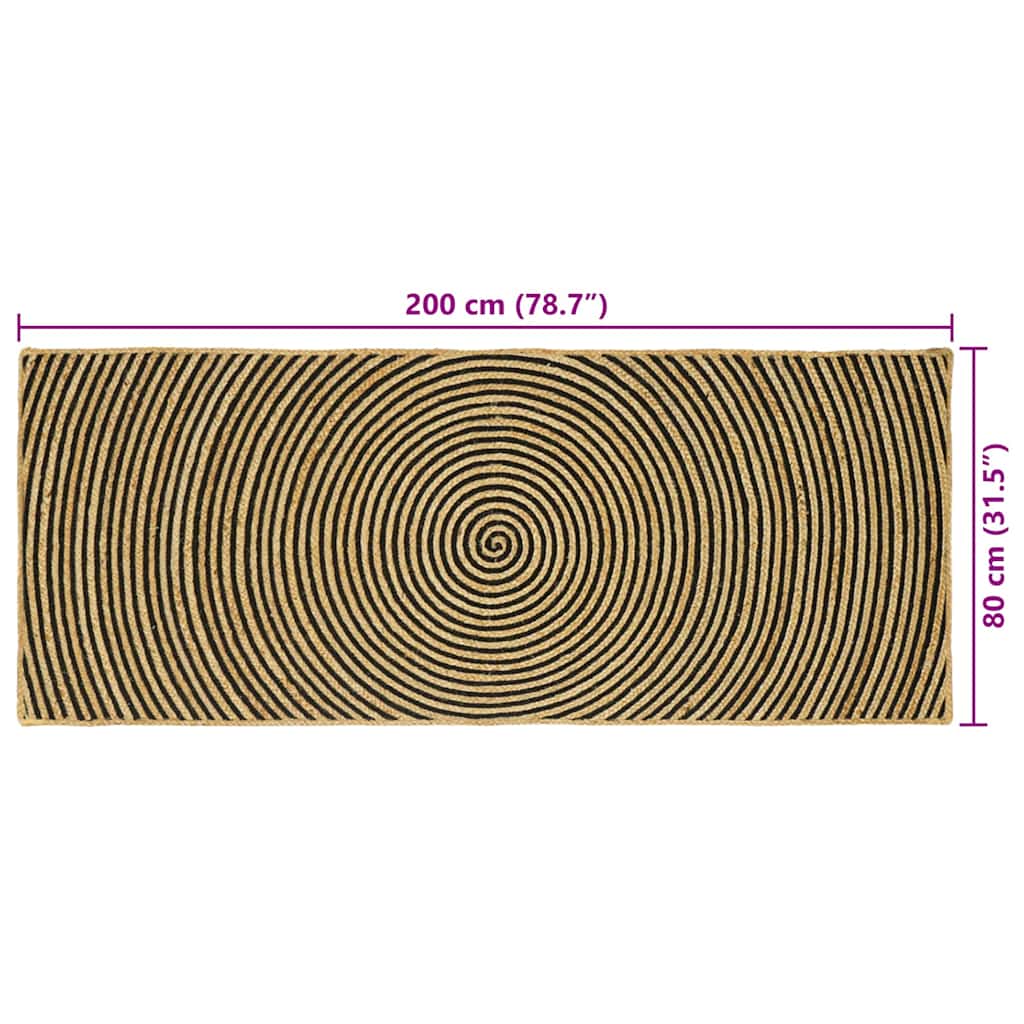 Area Rug Black 80 x 200 cm Jute