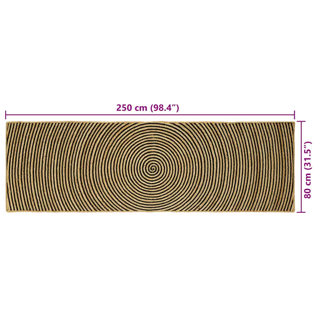 Area Rug Black 80 x 250 cm Jute