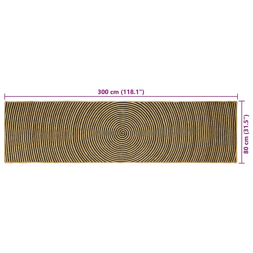 Area Rug Black 80 x 300 cm Jute