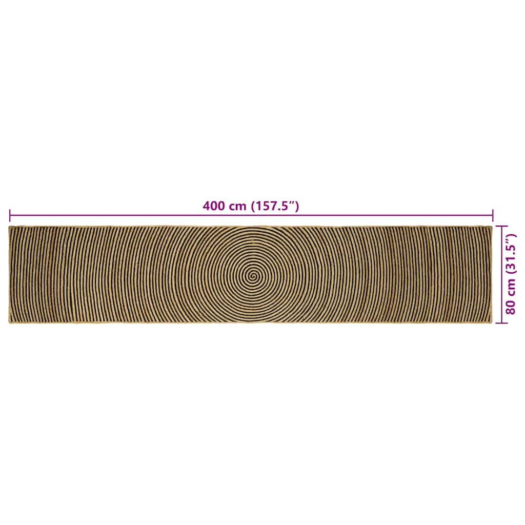 Area Rug Black 80 x 400 cm Jute