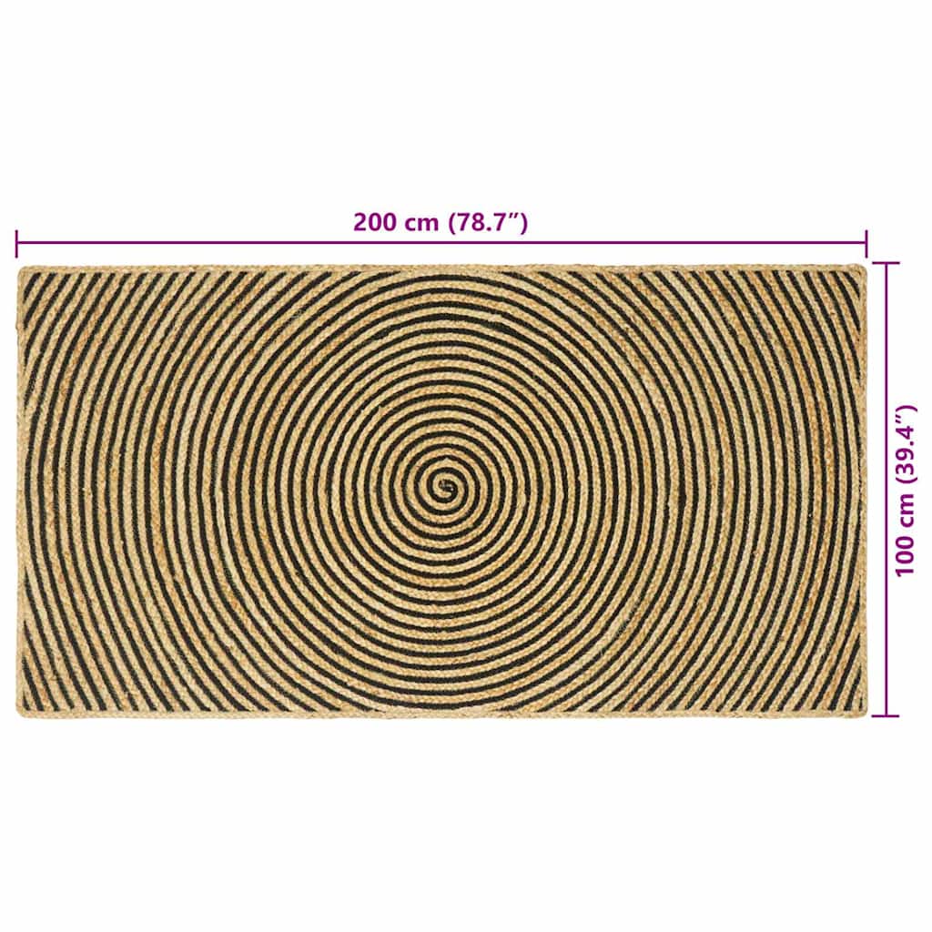 Area Rug Black 100 x 200 cm Jute