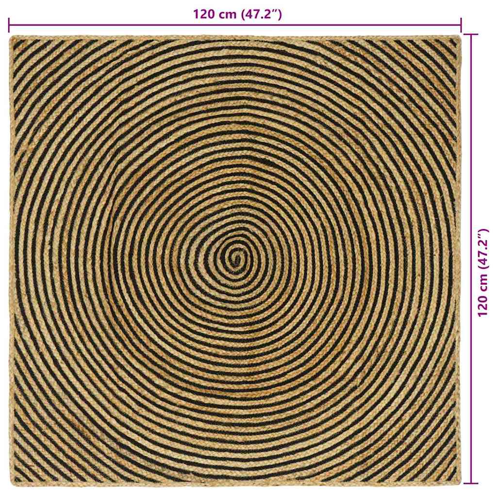 Area Rug Black 120 x 120 cm Jute