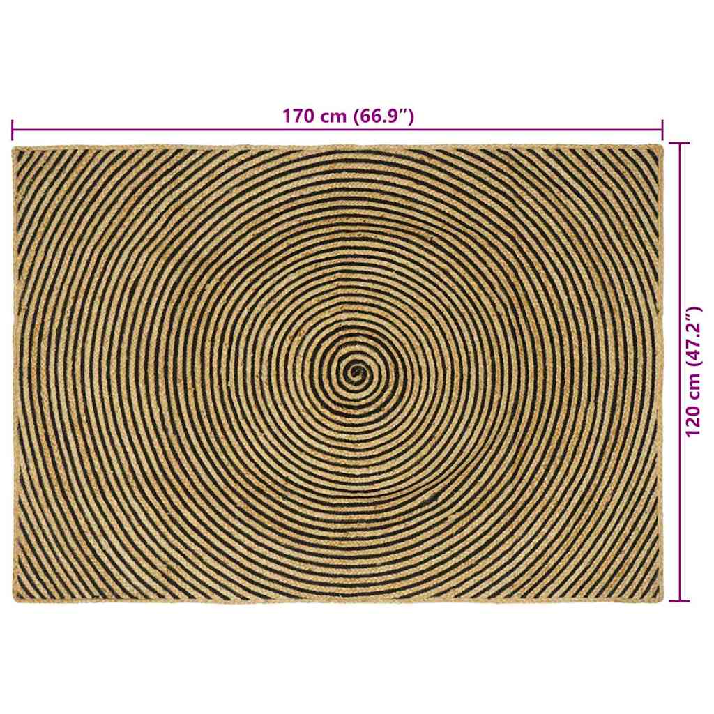 Area Rug Black 120 x 170 cm Jute
