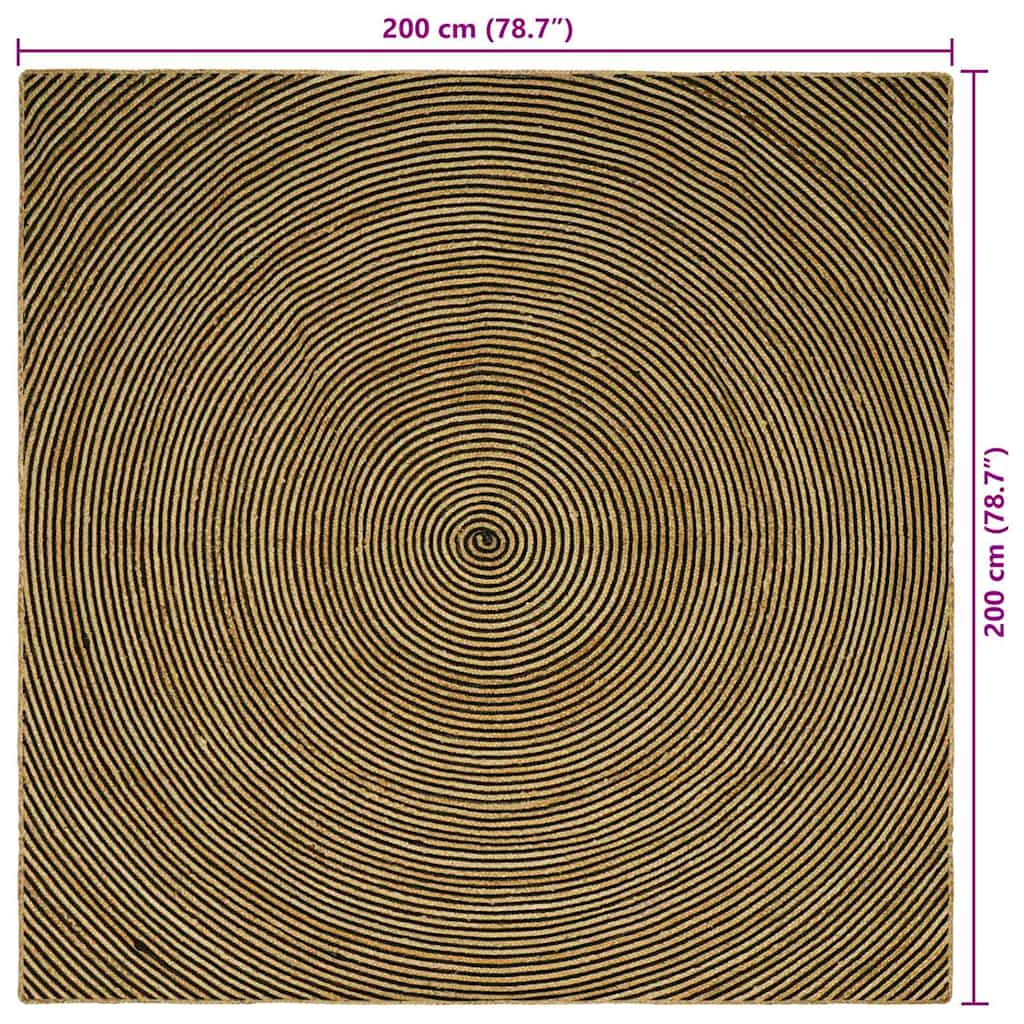Area Rug Black 200 x 200 cm Jute