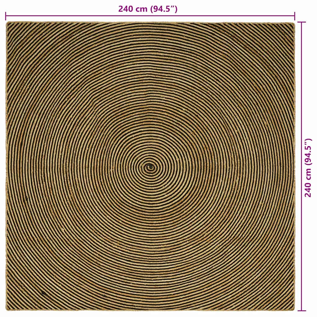 Area Rug Black 240 x 240 cm Jute
