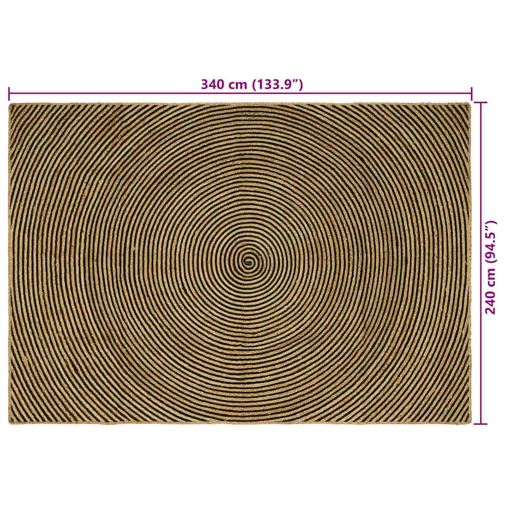 Area Rug Black 240 x 340 cm Jute