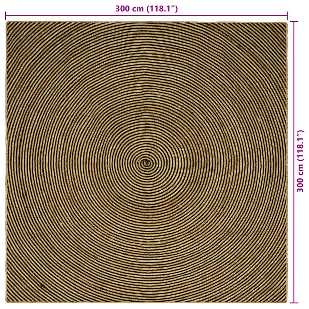 Area Rug Black 300 x 300 cm Jute