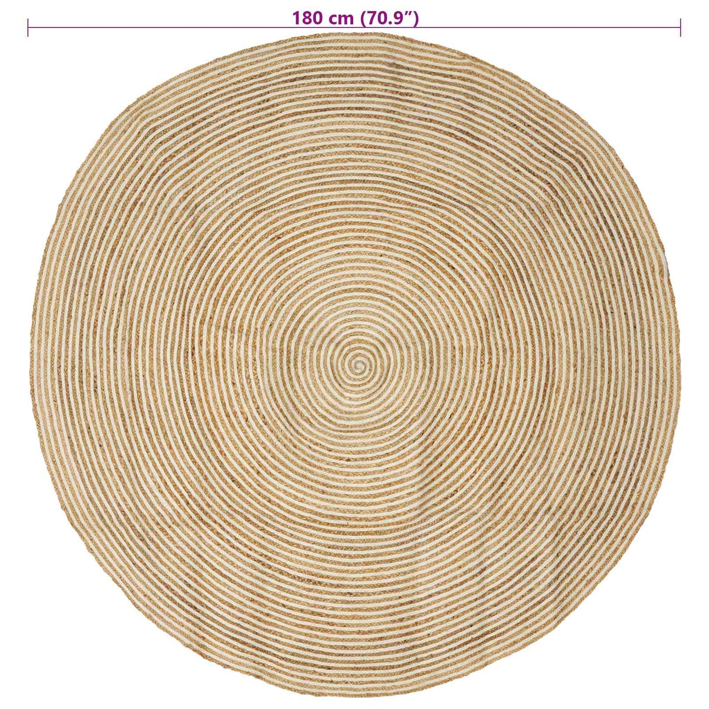 Area Rug White Ø 180 cm Jute