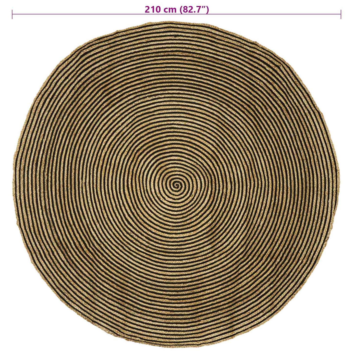 Area Rug Black Ø 210 cm Jute
