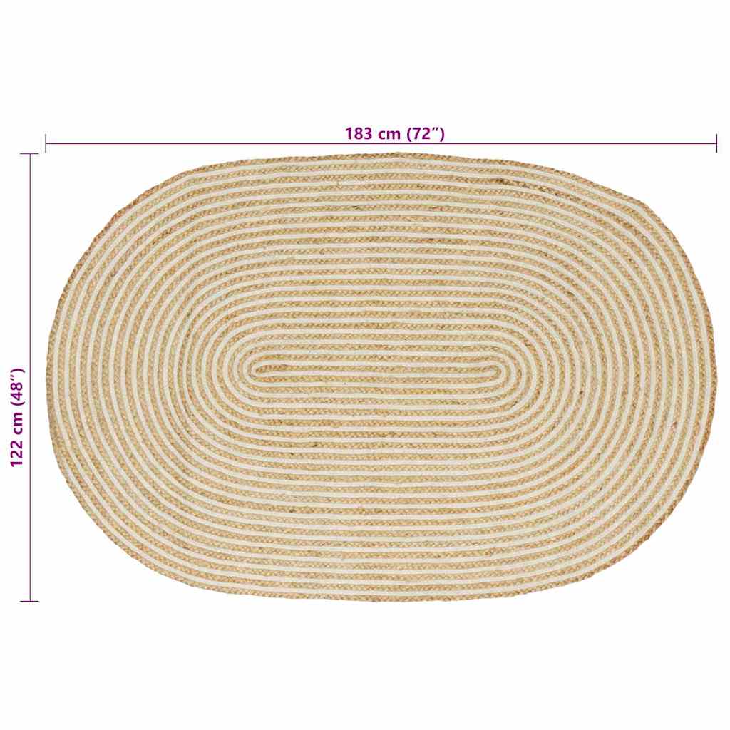 Area Rug Natural and White 122 x 183 cm Jute