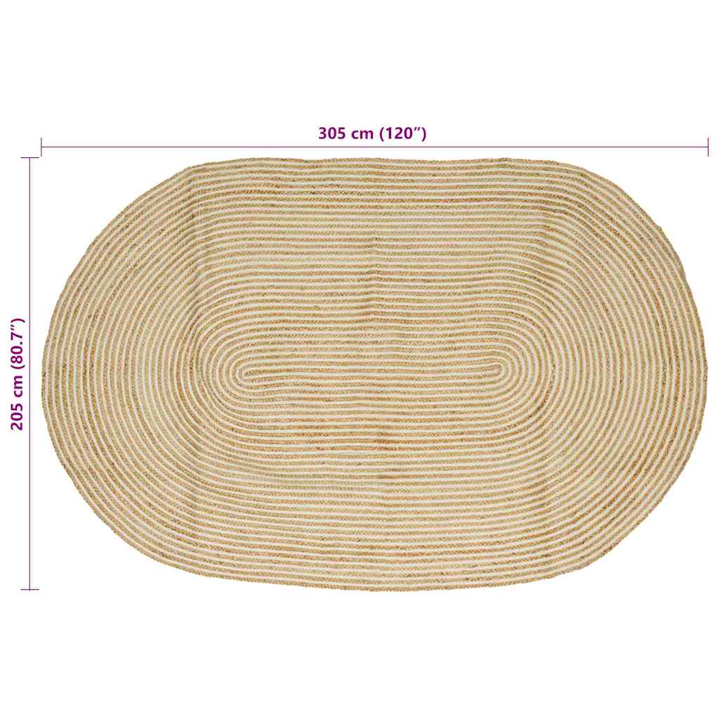 Area Rug Natural and White 205 x 305 cm Jute