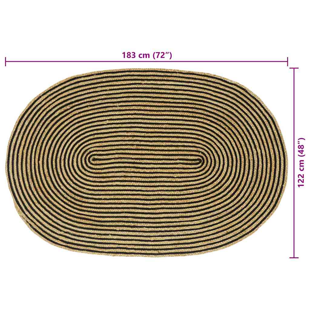 Area Rug Natural and Black 122 x 183 cm Jute