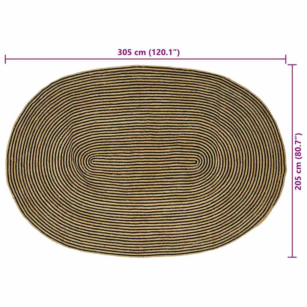 Area Rug Natural and Black 205 x 305 cm Jute