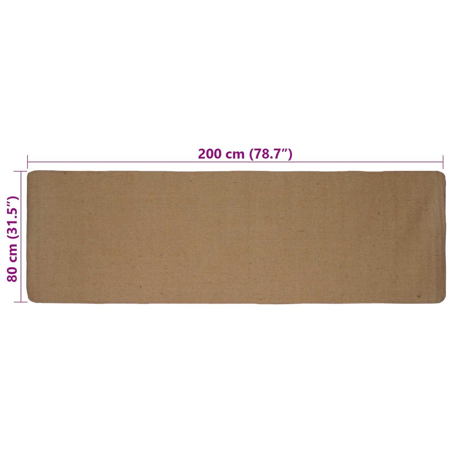 Area Rug Light Brown 80 x 200 cm Jute