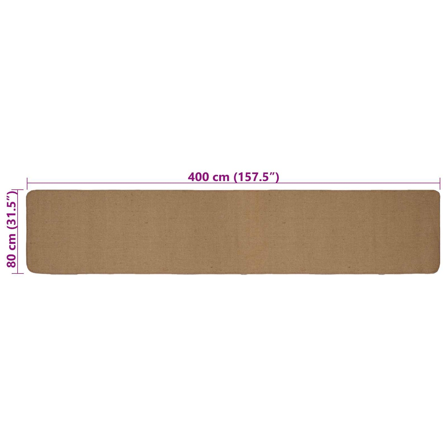 Area Rug Light Brown 80 x 400 cm Jute