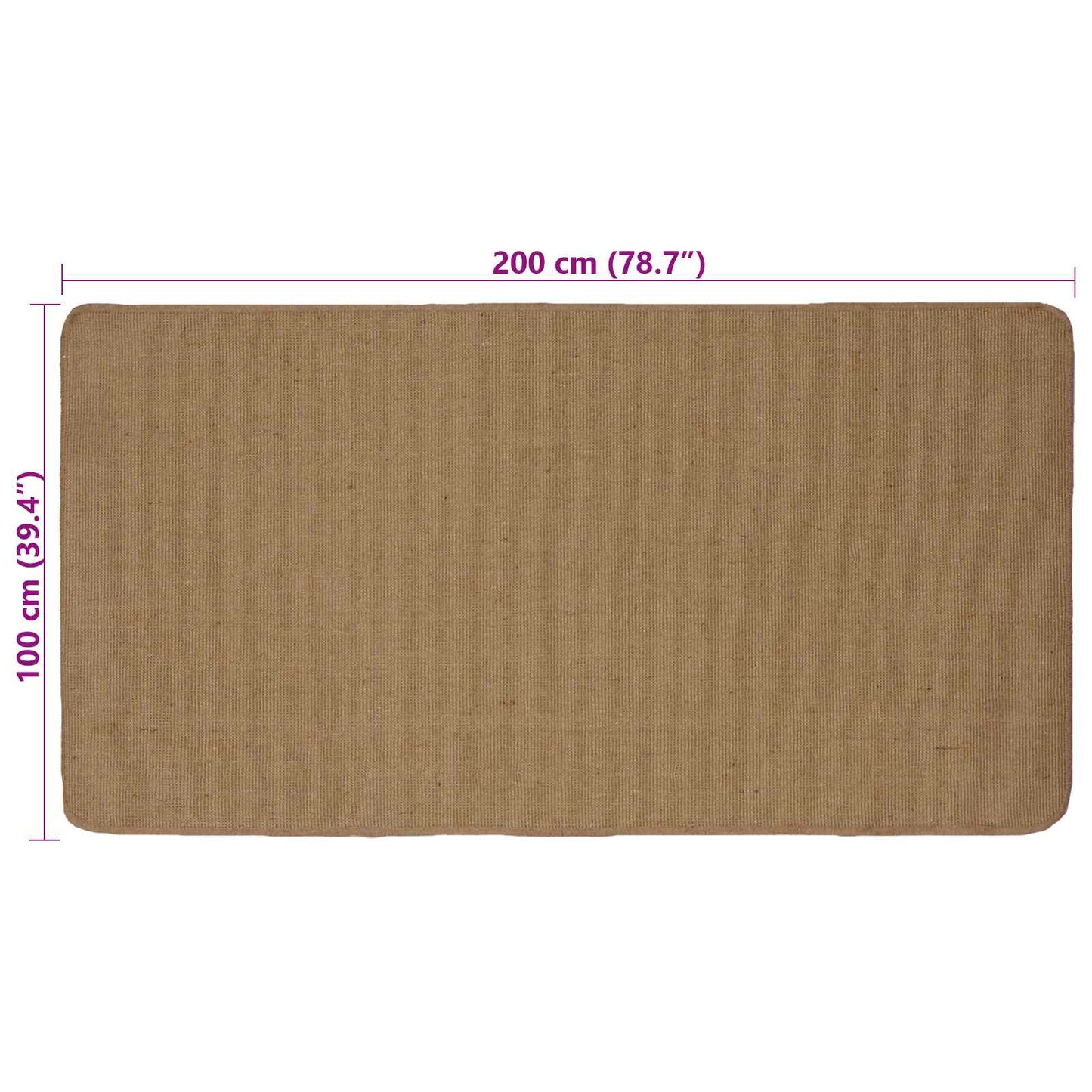 Area Rug Light Brown 100 x 200 cm Jute