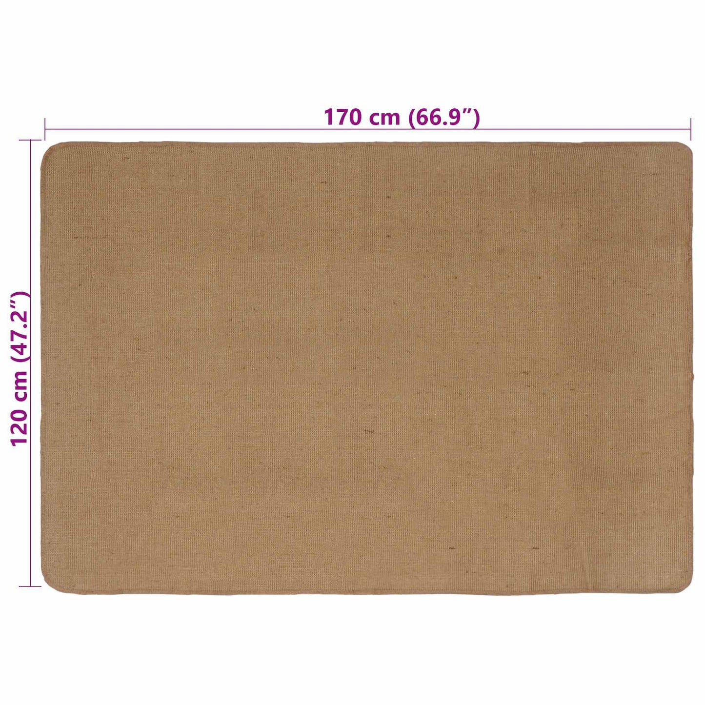 Area Rug Light Brown 120 x 170 cm Jute