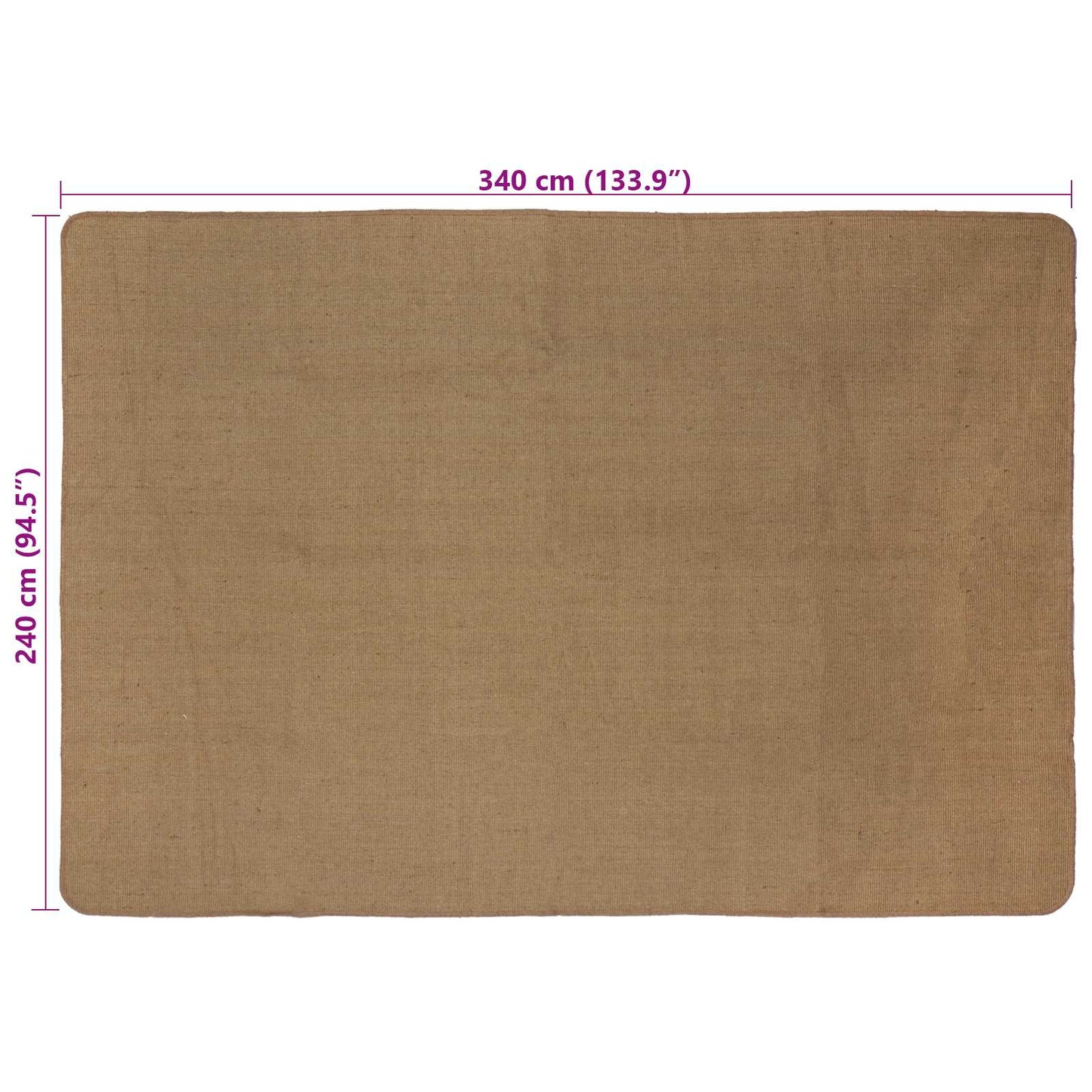 Area Rug Light Brown 240 x 340 cm Jute
