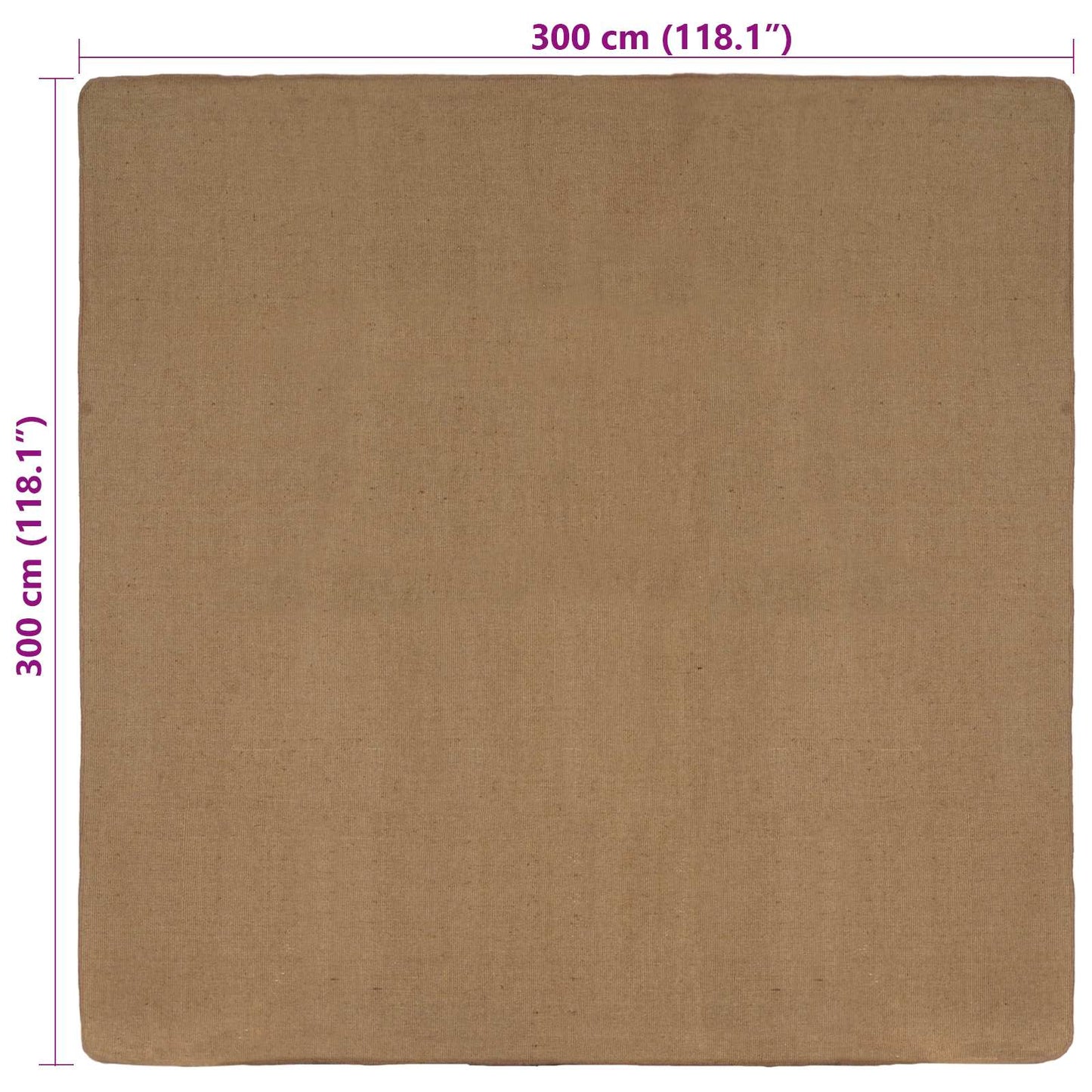 Area Rug Light Brown 300 x 300 cm Jute