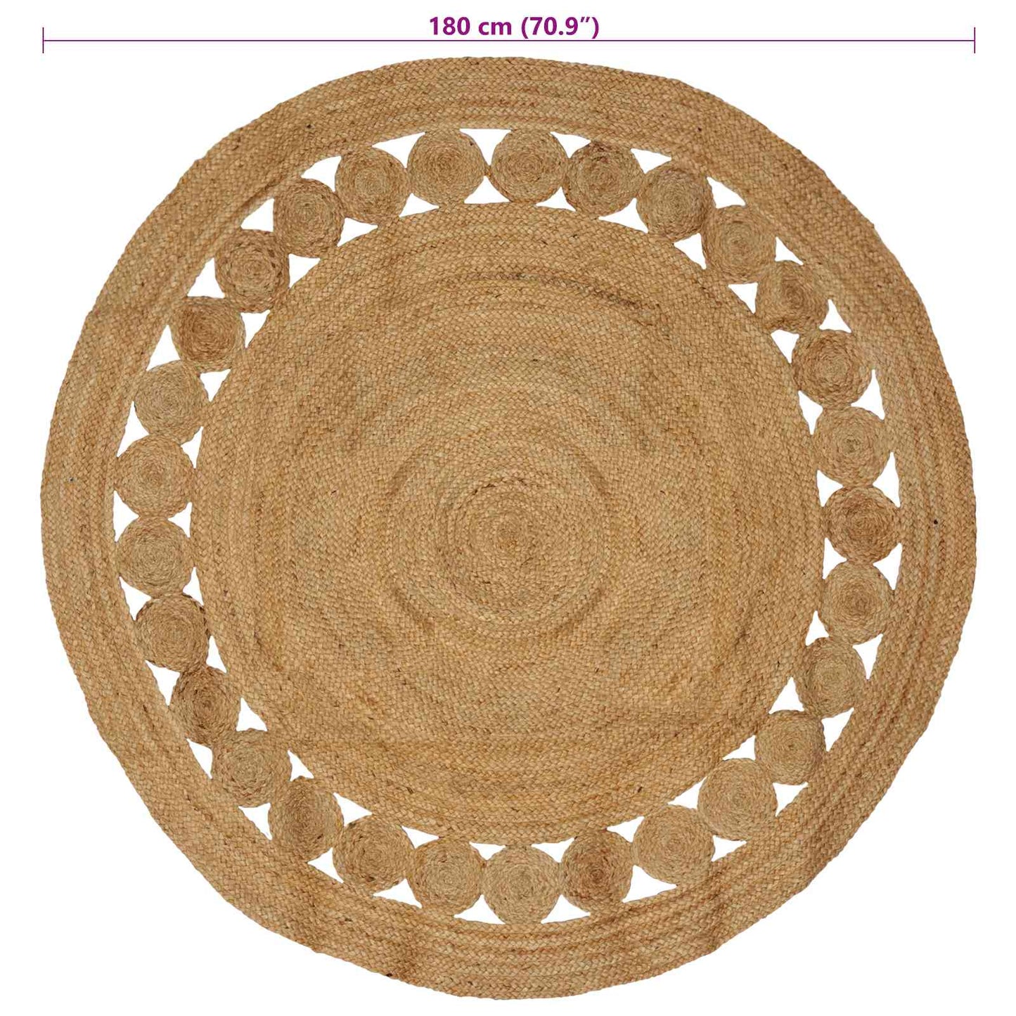 Area Rugs Natural Ø 180 cm Jute