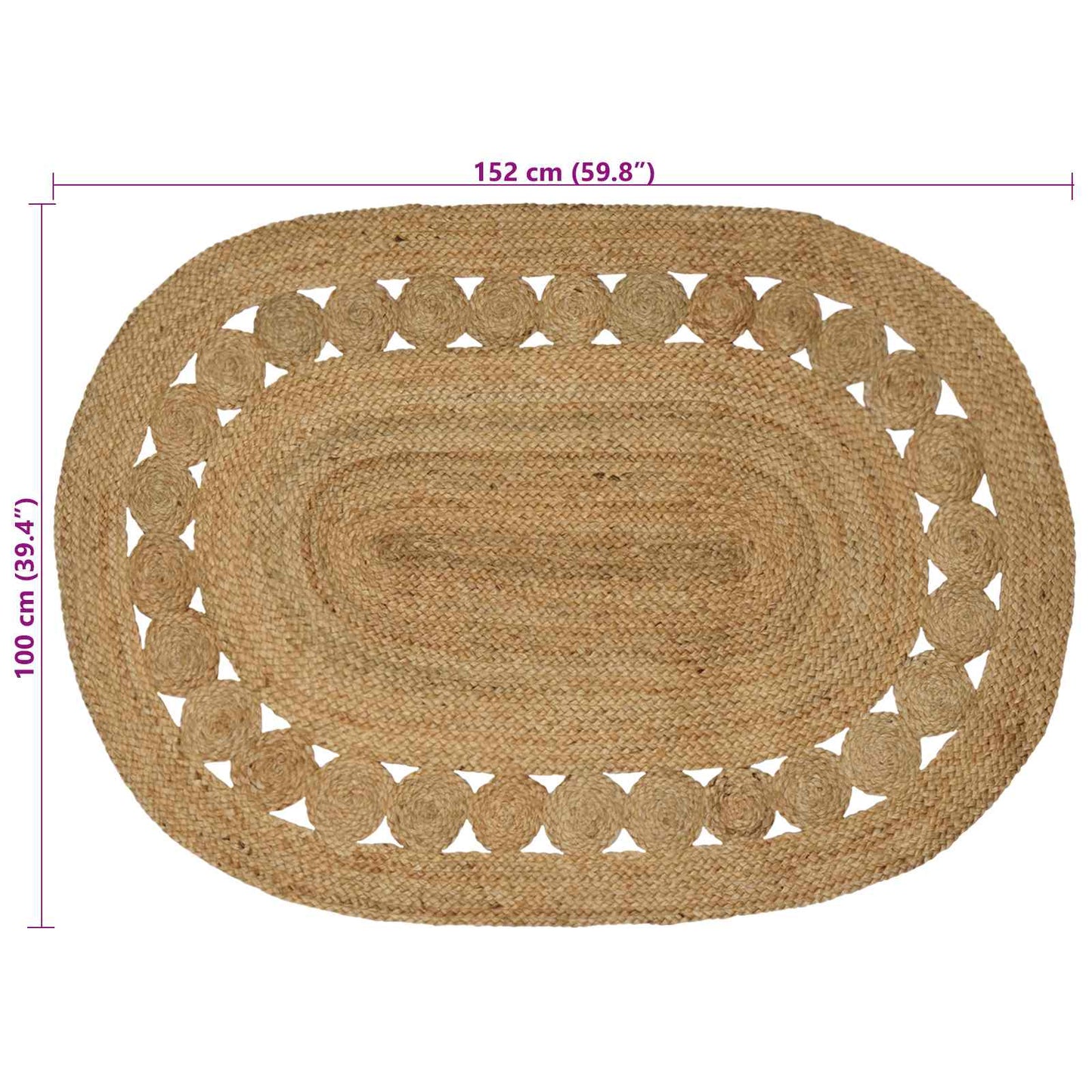 Area Rug Natural 100 x 152 cm Jute