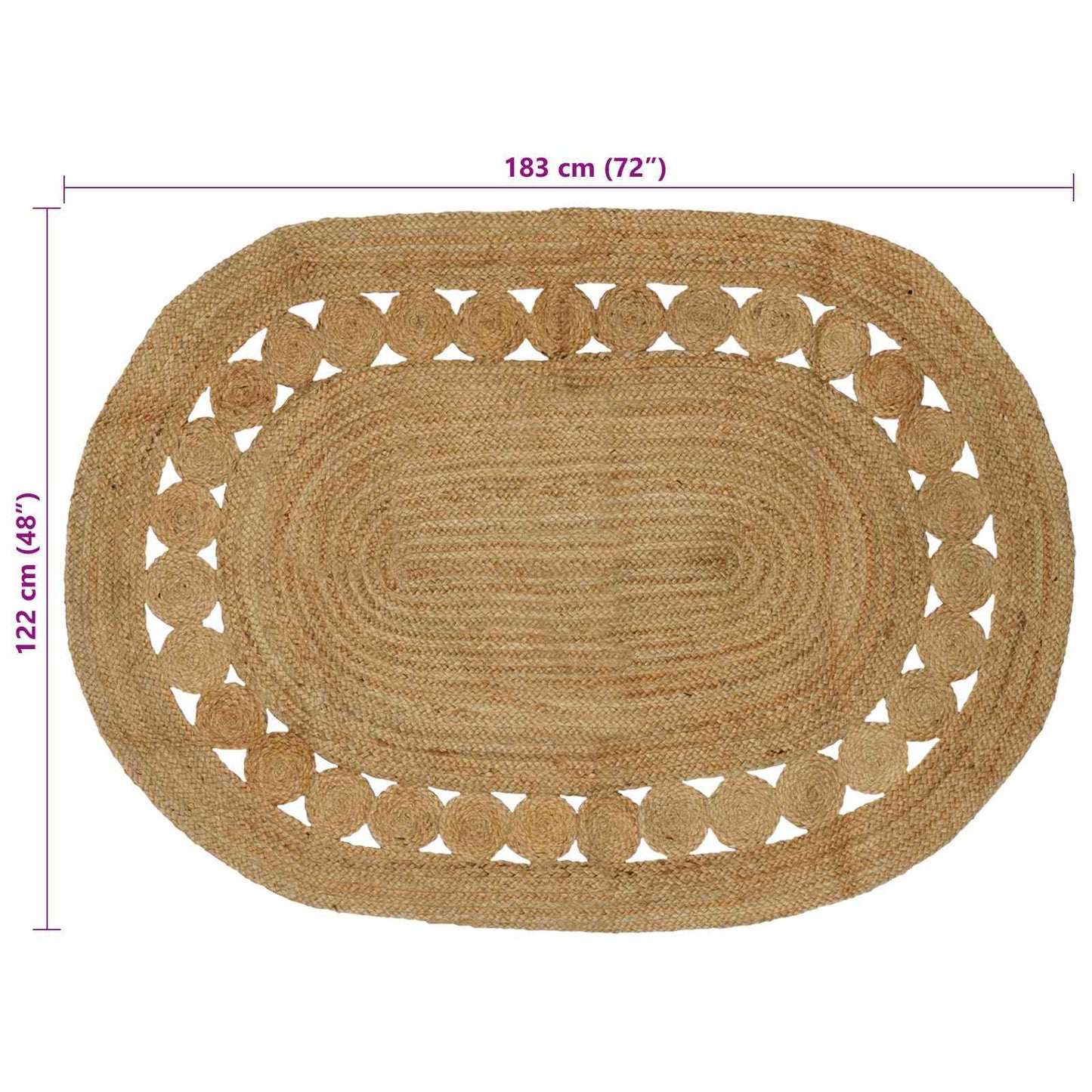 Area Rug Natural 122 x 183 cm Jute