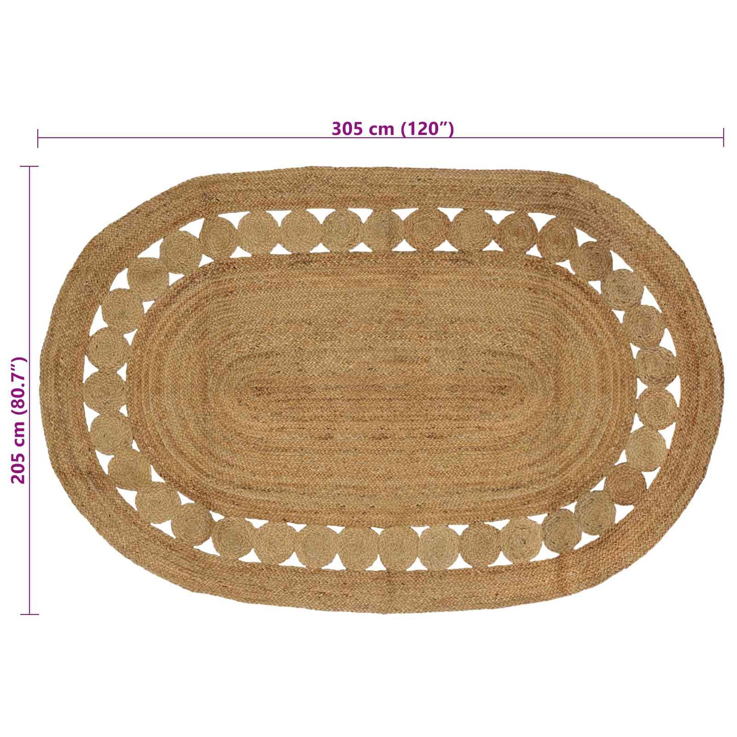 Area Rug Natural 205 x 305 cm Jute