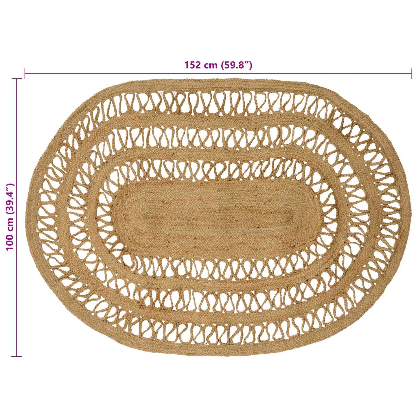 Area Rug Natural 100 x 152 cm Jute