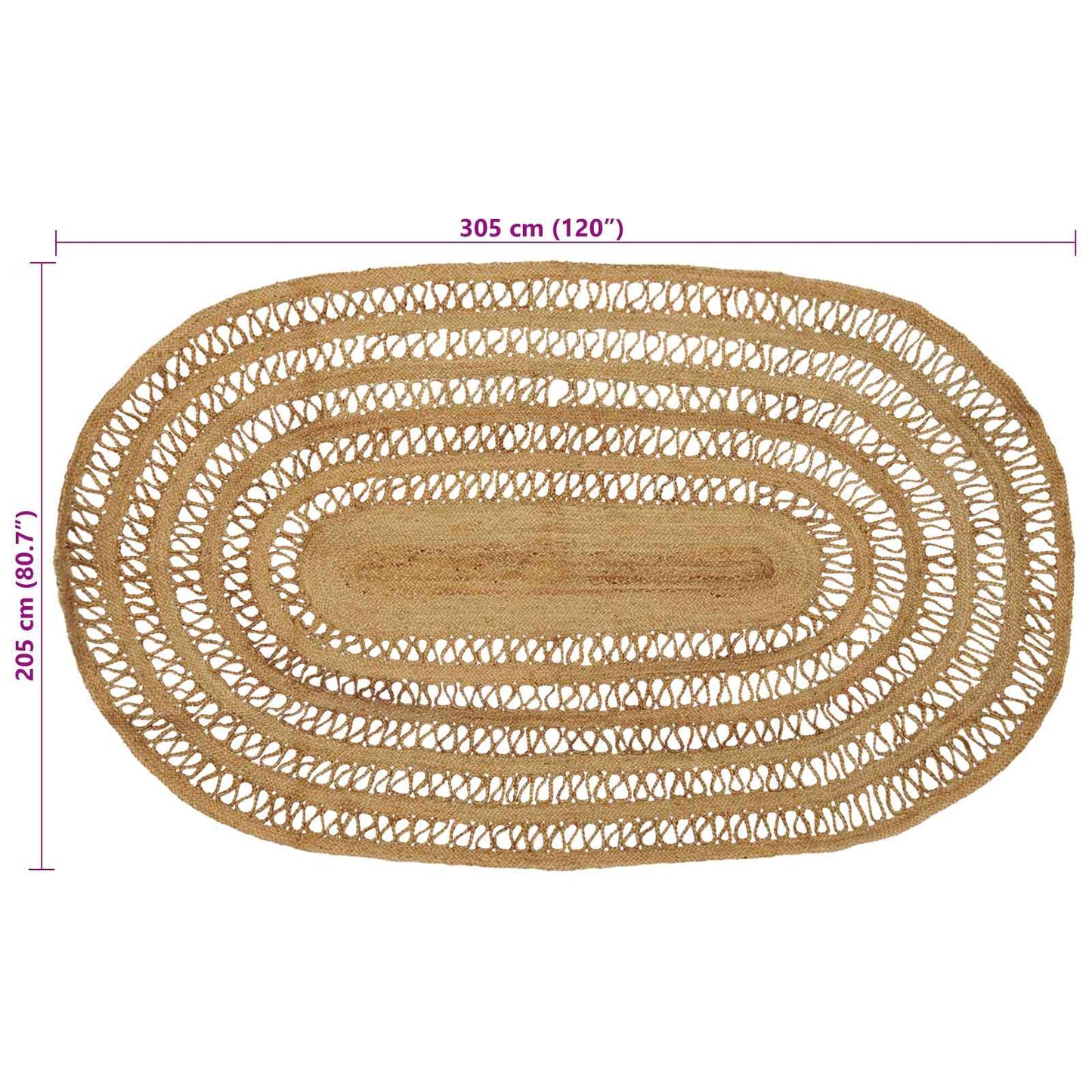 Area Rug Natural 205 x 305 cm Jute