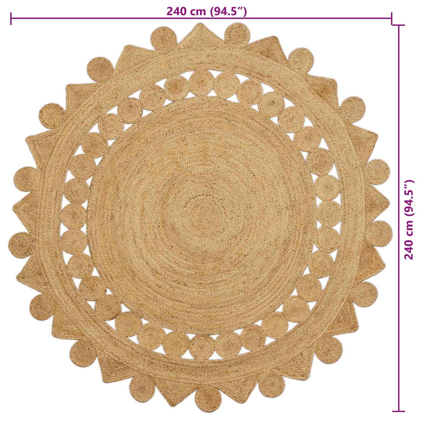 Area Rugs Natural Ø 240 cm Jute