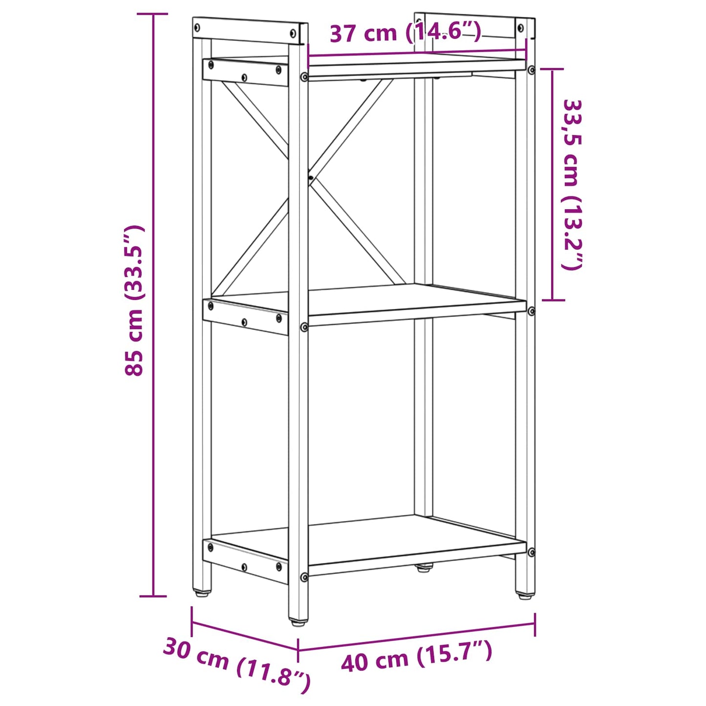 Bookshelf 40 x 30 x 85 cm Engineered Wood Black Oak