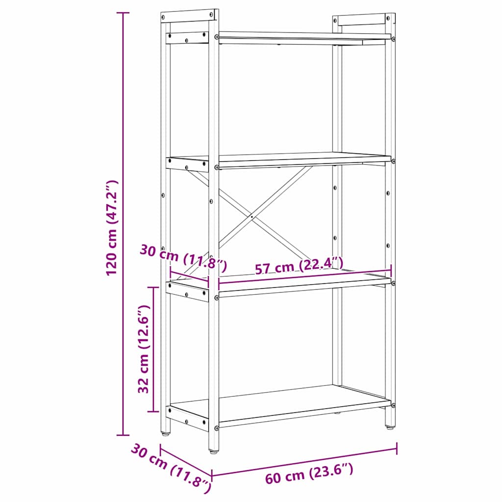 Bookshelf 60 x 30 x 120 cm Engineered Wood Grey sonoma