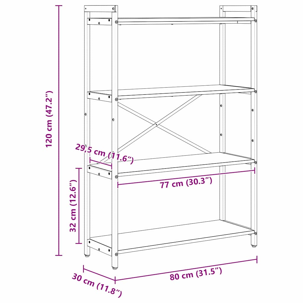 Bookshelf 80 x 30 x 120 cm Engineered Wood Sonoma Oak
