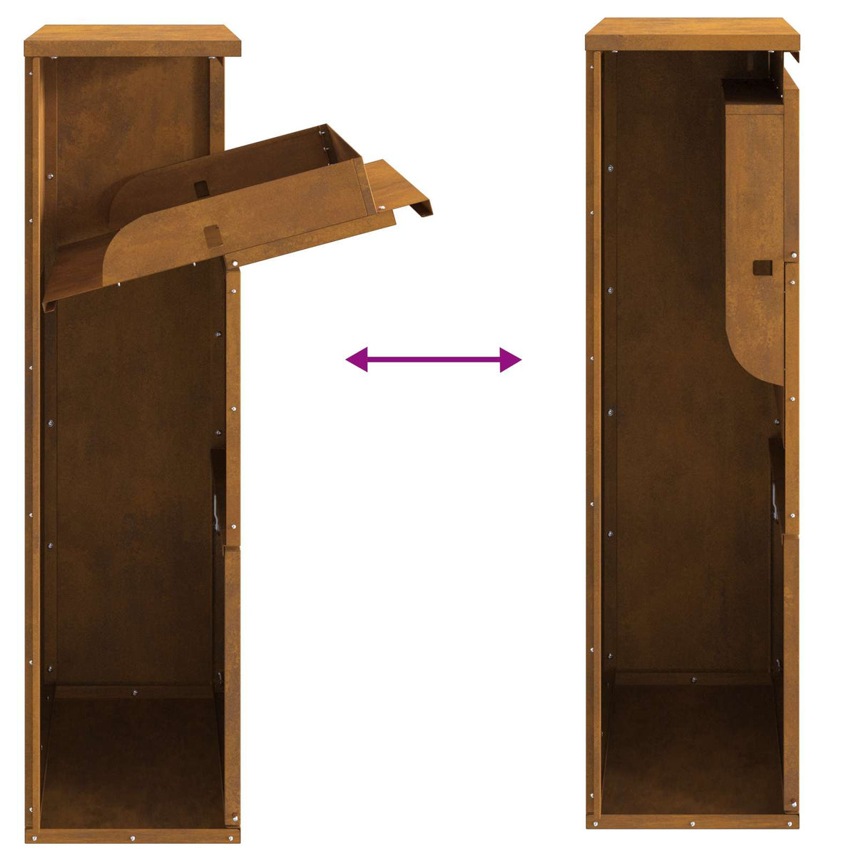Parcel Drop Box Rusty 17.32 x 8.66 x 32.28 in Weathering Steel
